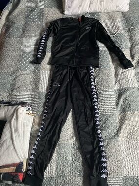 Kappa Black Track Jacket with White Logo Tab